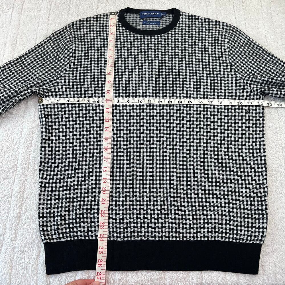 Polo Golf Ralph Lauren Houndstooth Black White Cotton Knit Shirt men's Large - Picture 6 of 6
